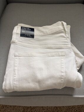 J. Crew White High-Rise Flare Crop Jeans